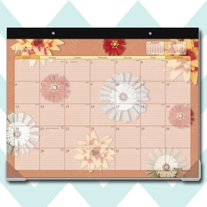 Visual Organizer Flowers Desk Pad Calendar