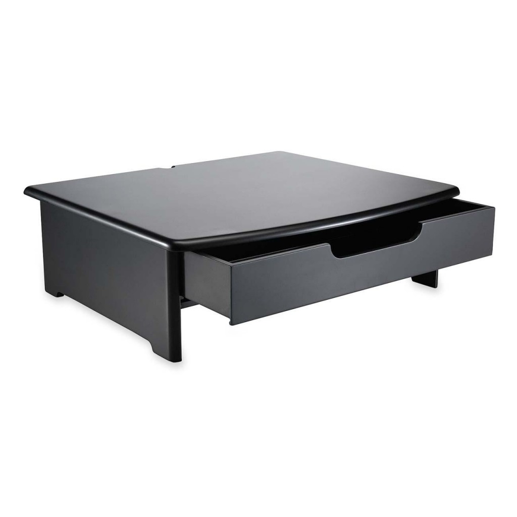 Monitor stand raises monitor to eye level and supports up to 35 lb