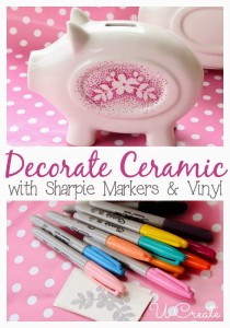 Decorate Ceramic with Sharpie Markers and Vinyl Designs at u-createcrafts.com